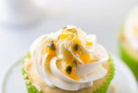 Tangy Tropical Passionfruit Coconut Cupcakes