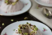 Blush Moscato Panna Cotta with Crushed Pistachios