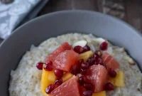 Warm Coconut Almond Steel Cut Oats and Winter Fruit Medley