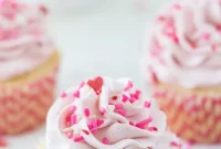 Velvet Vanilla Cupcakes with Strawberry Mascarpone Bliss