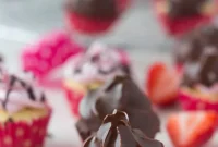 Chocolate-Kissed Strawberry Mini Cupcakes