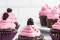 Decadent Red Wine Chocolate Cupcakes with Marionberry Bliss Frosting