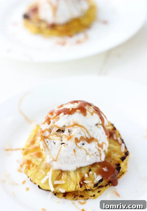 Grilled Pineapple with Coconut Ice Cream and Caramel