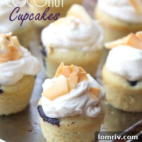 Mini Coconut Cupcakes with Blueberries