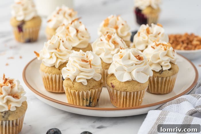 Close-up of Mini Coconut Cupcakes with Frosting