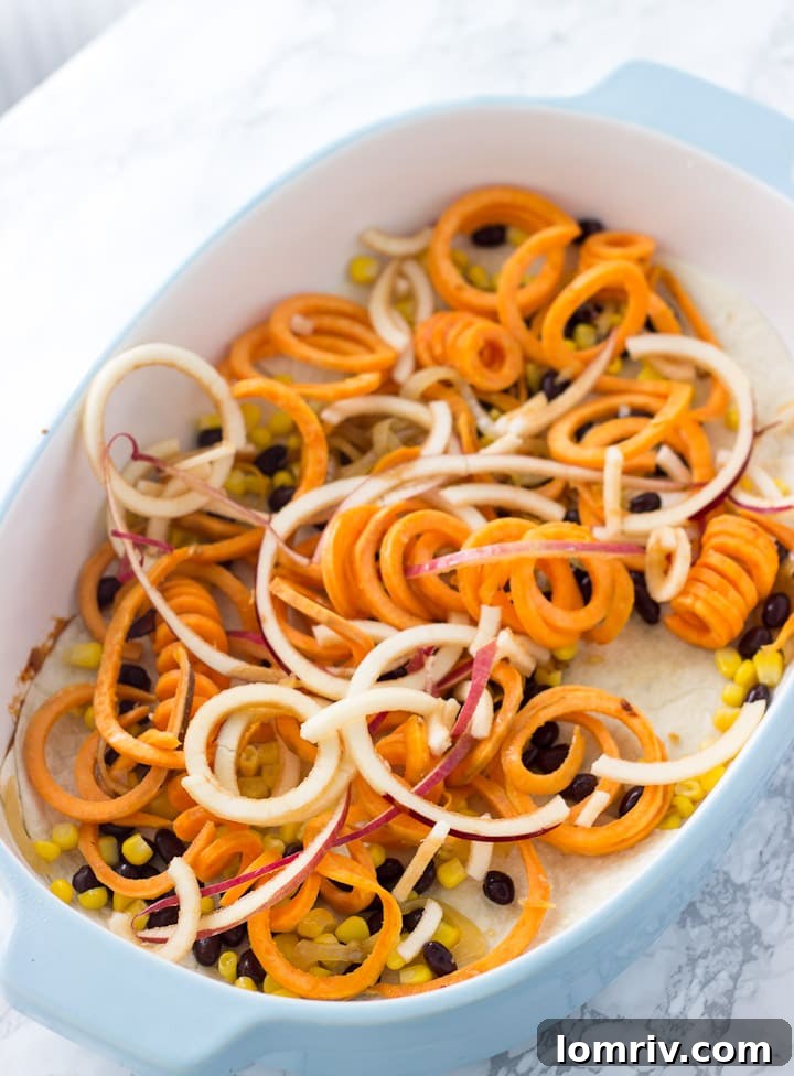 Spiralized Sweet Potato and Apple Enchilada - Preparing Ingredients
