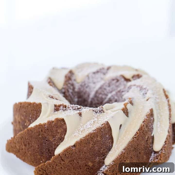 Applesauce Cake with Caramel Glaze - A moist, spiced cake topped with homemade caramel.