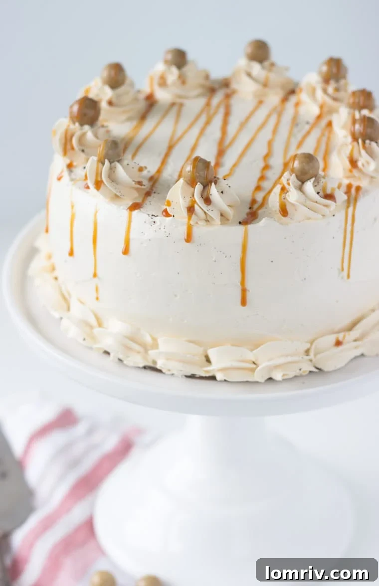 Rich Coffee and Caramel Macchiato Cake, perfect for celebrations