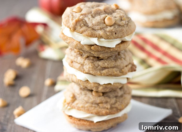 Pumpkin Butterscotch Cookie Sandwich, a close-up showing the soft cookie texture