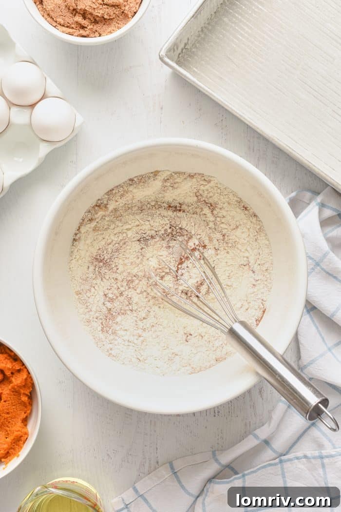 Dry ingredients mixed together in a bowl.