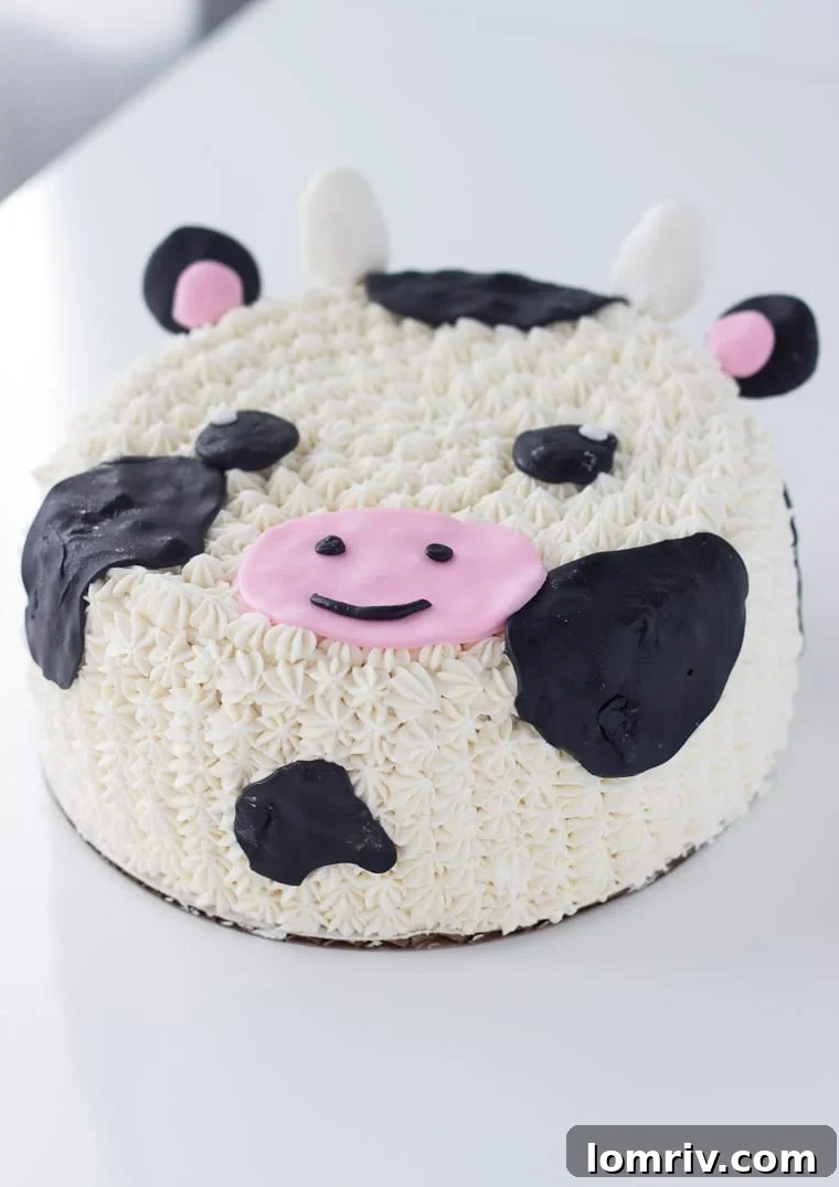 This Cow Cake tutorial offers an easy and adorable cake perfect for any cow-themed celebration, featuring fondant and frosting decorations.