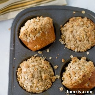 Apple Muffins with Oatmeal Topping 