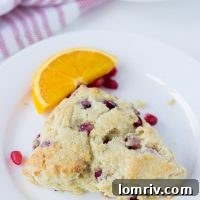 Pomegrante Orange Scones - a delightful winter pastry.