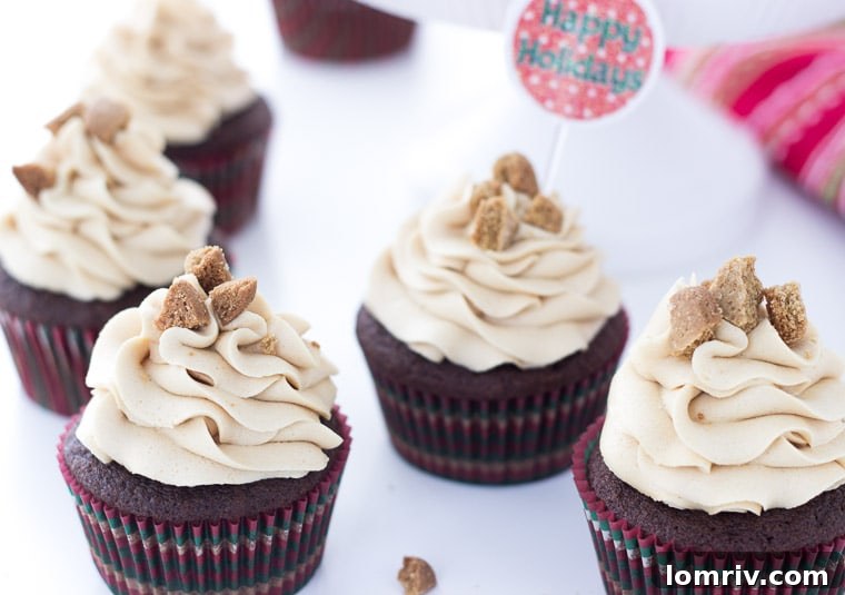 Close-up of Gingerbread Latte Cupcakes with Molasses Buttercream