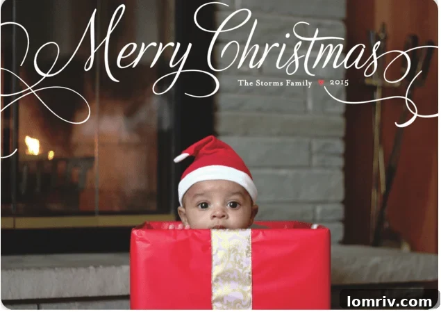 Screenshot of a personalized holiday card from Minted.com featuring Elliott.