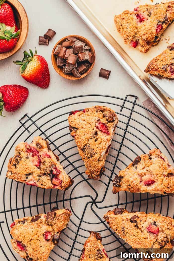 The baked scones on a cooling rack.