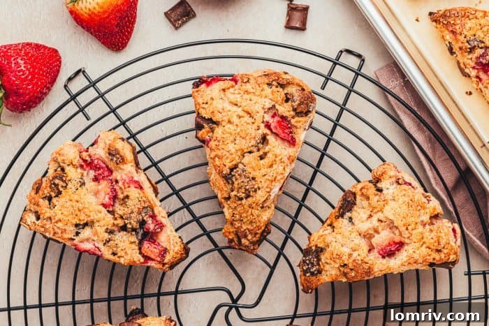 The baked scones on a cooling rack.