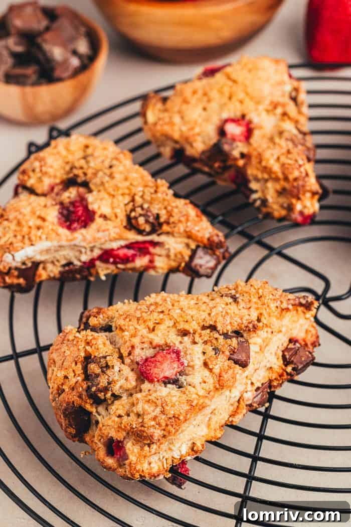 The baked scones on a cooling rack.