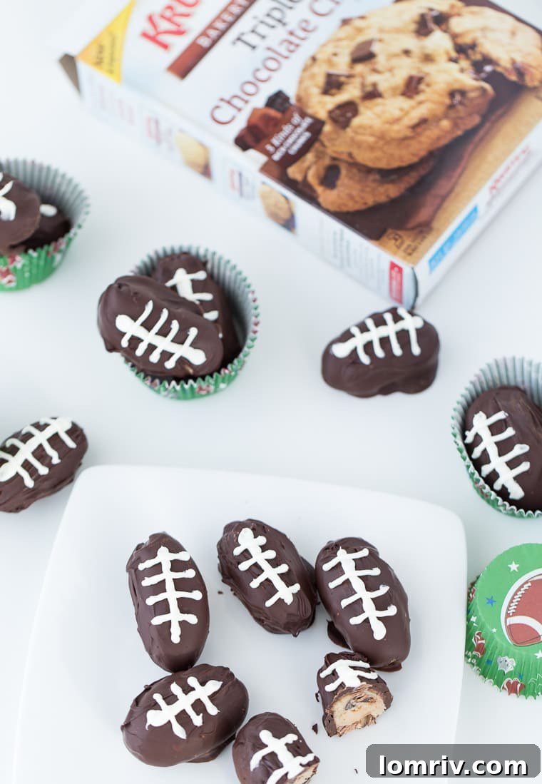 These football chocolate chunk cookie dough truffles are easy, delicious and perfect for the Big Game!