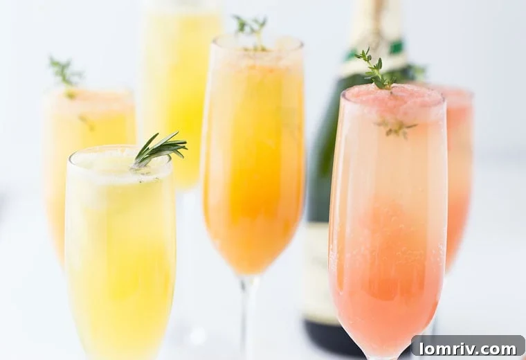A refreshing winter mimosa, this Grapefruit Mimosa recipe is perfect for any weekend brunch with freshly squeezed grapefruit juice and fresh herbs.