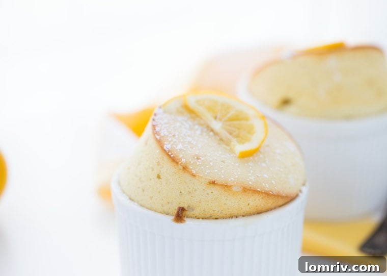 Three individual Meyer Lemon Soufflés, light and fluffy with a beautiful golden crust
