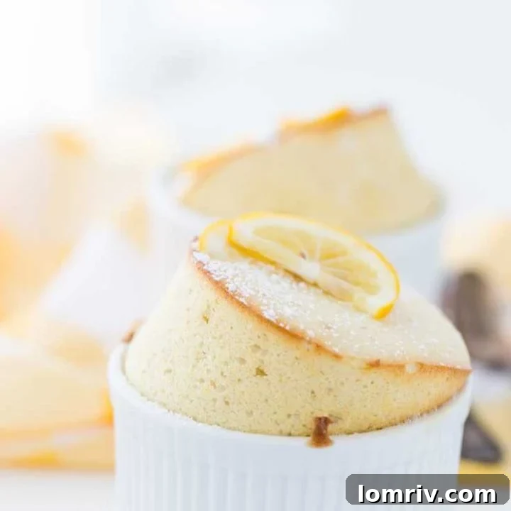 This Meyer Lemon Souffle is rich and gooey with bursts of sweet, tangy meyer lemon juice!