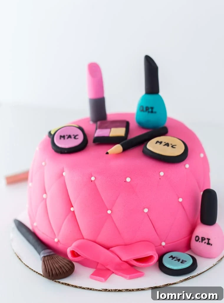 An easy, beautiful and chic Makeup Cake with step-by-step directions. 