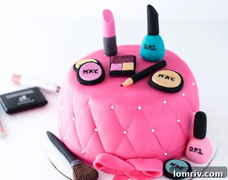 An easy, beautiful and chic Makeup Cake with step-by-step directions. 