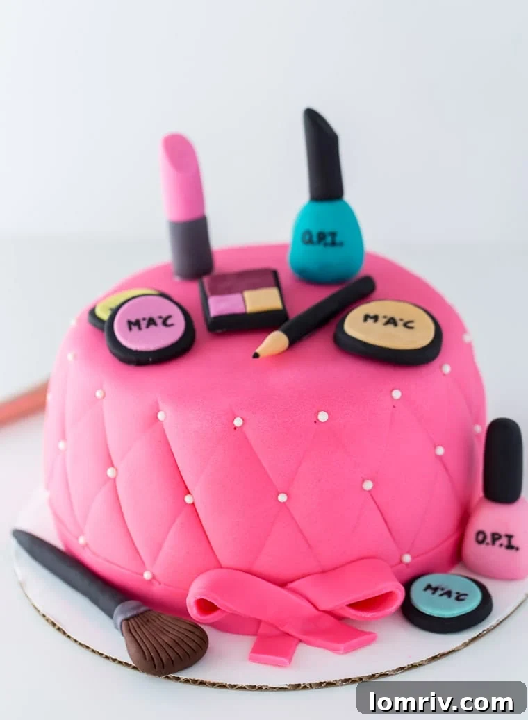 An easy, beautiful and chic Makeup Cake with step-by-step directions. 