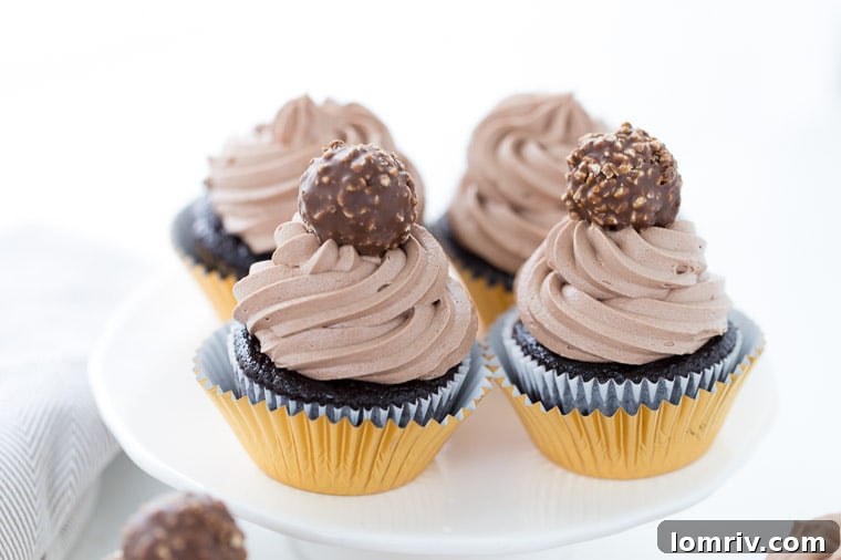Perfectly baked Ferrero Rocher Cupcakes