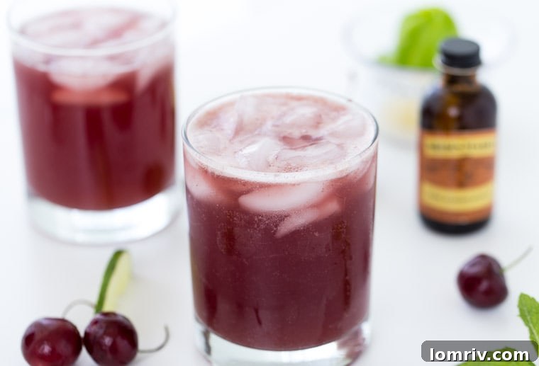 This homemade sparkling cherry limeade recipe has a subtle hint of almond and is perfect for any summer BBQ or picnic. 