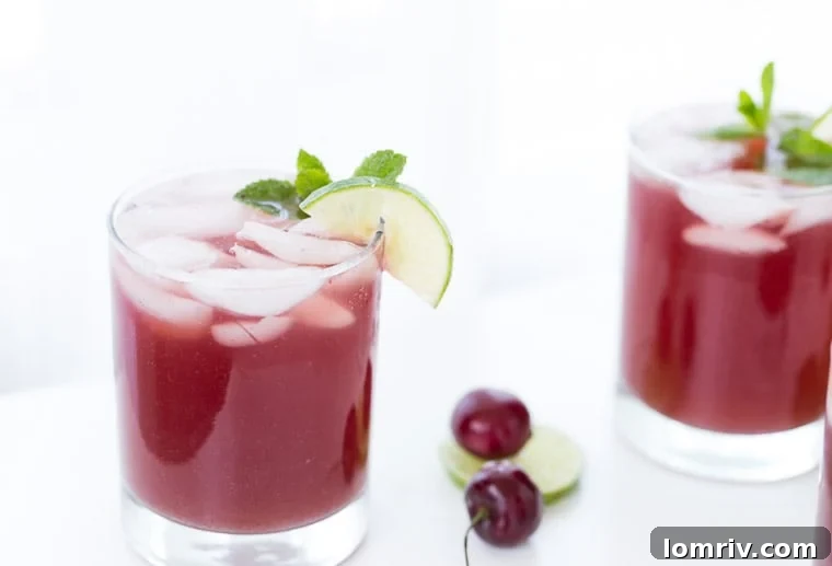 This homemade sparkling cherry limeade recipe has a subtle hint of almond and is perfect for any summer BBQ or picnic. 
