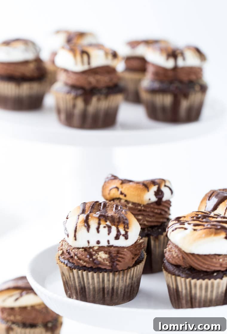 Smores Cupcakes with Toasted Marshmallow