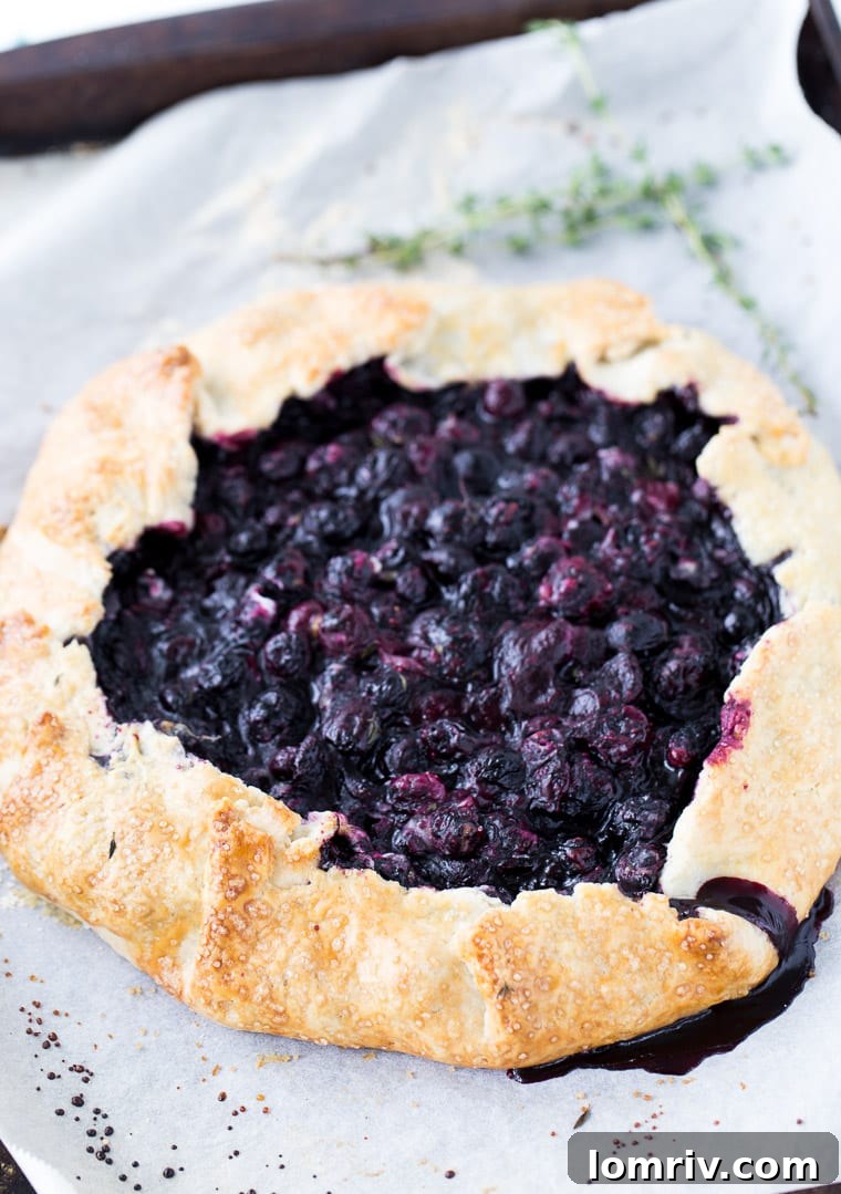 Delicious Blueberry Thyme Galette, a perfect rustic pie for summer