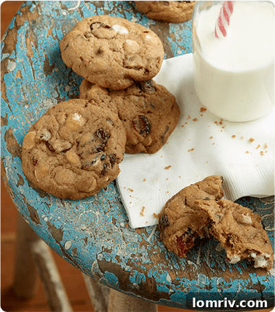 Sweet White Chocolate Cranberry Cookies on a serving plate, a festive treat