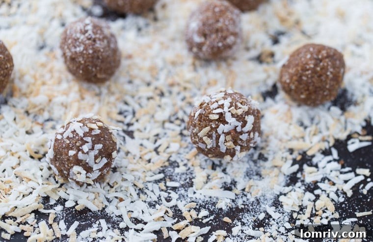 Homemade no-bake, vegan, gluten-free coconut date balls are your perfect healthy snack for busy days