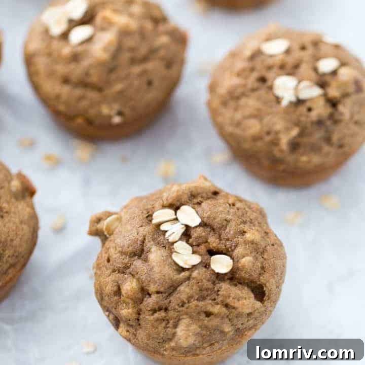 Delicious and healthy banana nut muffins, a perfect breakfast or snack.