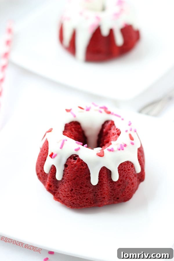 Mini Red Velvet Bundtts with Cream Cheese Frosting