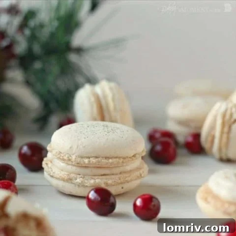 These orange walnut macarons are fun and seasonal and are filled with a subtly Spiced Cinnamon Cream Cheese Frosting and Fresh Cranberry Compote.