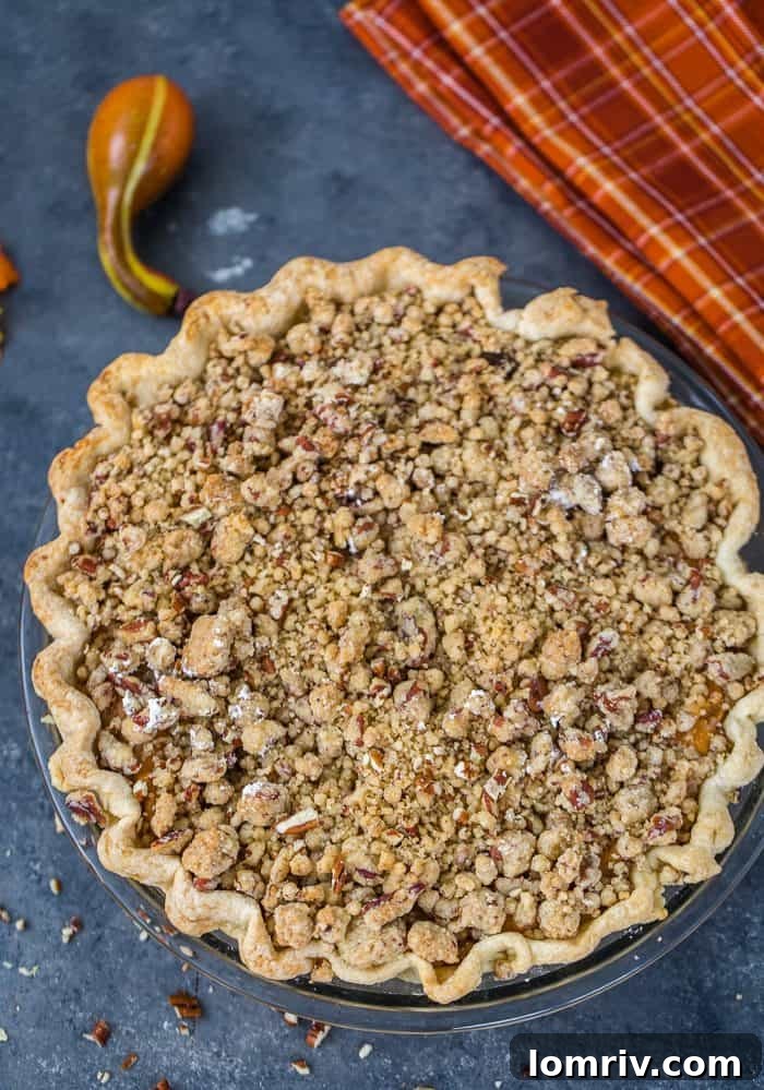 Close-up of the Sweet Potato Pecan Pie filling