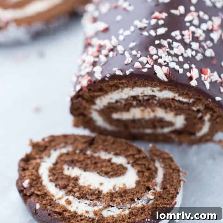 Peppermint Chocolate Roll Cake
