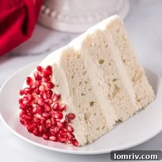White Chocolate Pomegranate Vanilla Cake