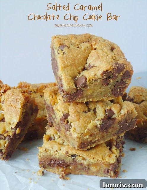 The #1 recipe: Salted Caramel Chocolate Chip Cookie Bars, gooey and irresistible