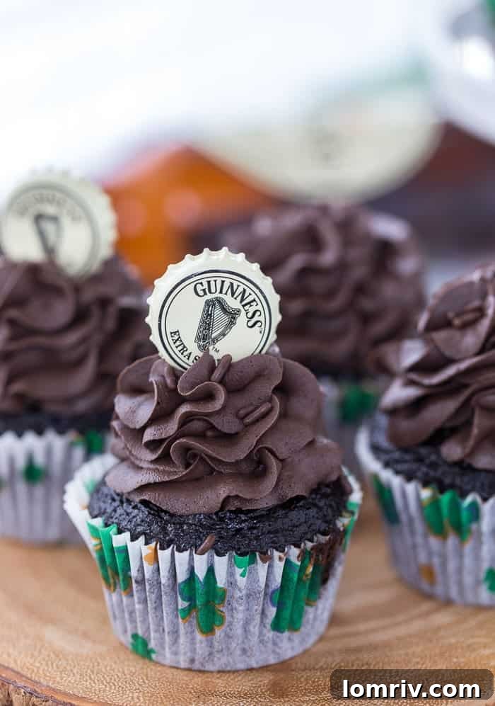 Decadent Chocolate Guinness Cupcakes for St. Patrick's Day