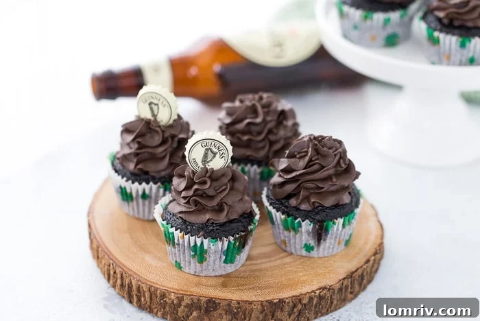 Rich Chocolate Guinness Cupcakes with Creamy Frosting