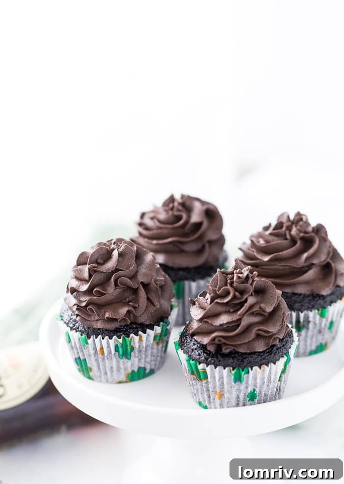 Close-up of Moist Chocolate Guinness Cupcakes