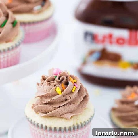 Vanilla Cupcakes with Nutella Frosting