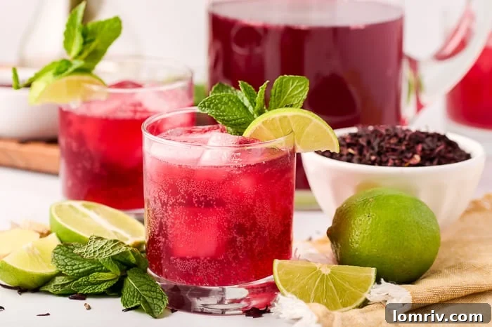 Refreshing Hibiscus Drink with Lime