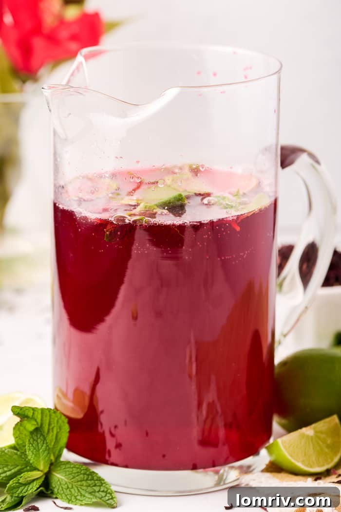 Close-up of Garnished Hibiscus Sparkler