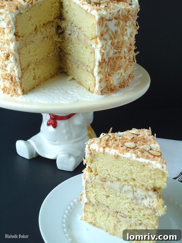 Coconut Almond Cream Cake – A truly indulgent cake loaded with coconut and almond flavors, a must for coconut lovers.